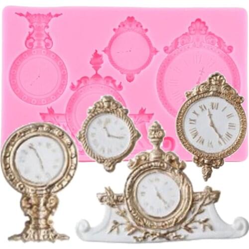 Steampunk Gear Clock Silicone Mold Cupcake Topper Fondant Molds Cake Decorating Tools Polymer Candy Chocolate Gumpaste Moulds