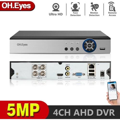 OH.eyes 4CH AHD DVR Recorder Full 5MP Surveillance Video Recorder H.265 4 Channel Digital Video Recorder For AHD IP Camera