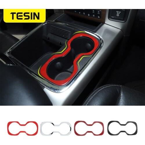TESIN Interior Mouldings for Dodge RAM Car Front Drink Cup Holder Decoration Frame Cover Sticker For Dodge RAM 1500 2010-2017