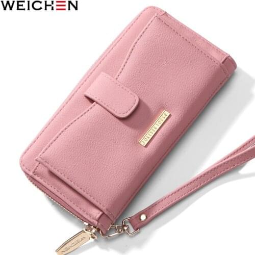 WEICHEN Wristlet Clutch Wallet Women Many Departments Card Holder Cell Phone Pocket Female Wallets Ladies Carteira Long Purse