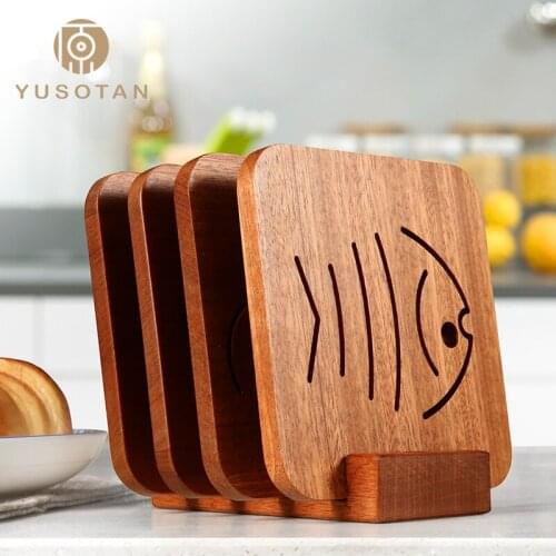 YUSOTAN Insulation mat pot mat solid wood kitchen household anti-scalding heat-resistant coaster table mat cup plate bowl pad
