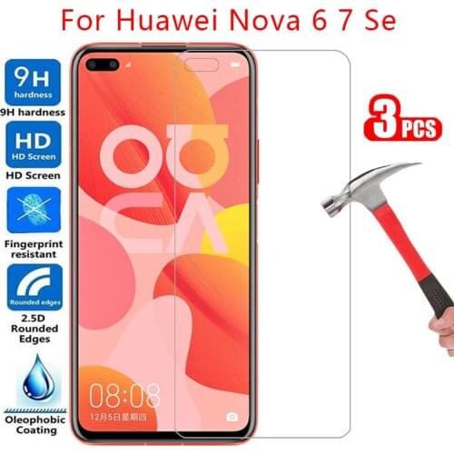 Protective tempered glass for huawei nova 6 7 se screen protector on huawey huwei hawei huawi huawe nova6 nova7 6se 7se film 9h