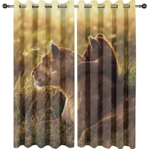 Custom Lion Printed Blackout Curtains For Bedroom Window Curtains for Living Room High Shading Rate Drapes Window Treatment
