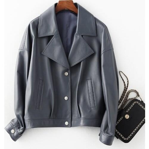 Real Genuine Leather Jacket Women Korean Sheepskin Coat Short Plus Size Motorcycle Jacket Chaqueta Mujer 6910 KJ3533