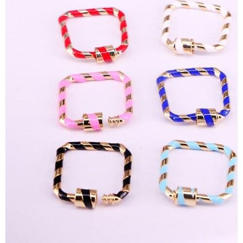 10PCS, Geometric Enamel Jewelry Clasps Lock Carabiner Copper Connector For Necklacve Chain Jewelry Making