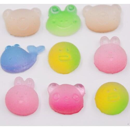 20pcs Resin Rabbit/Frog/Bear/Duck/Whale Jelly multicolor Flat back Cabochon Art Supply Decoration Charm Craft hair bow center