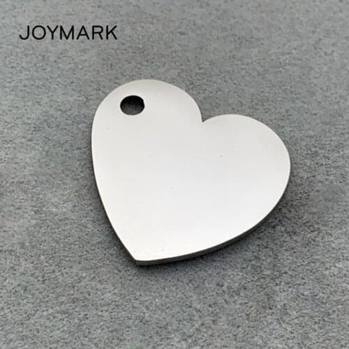25*23mm Smooth Heart Shape Stainless Steel Tags DIY Personalized Custom Gift Jewellery Findings Wholesale 30pcs/lot GTAG05