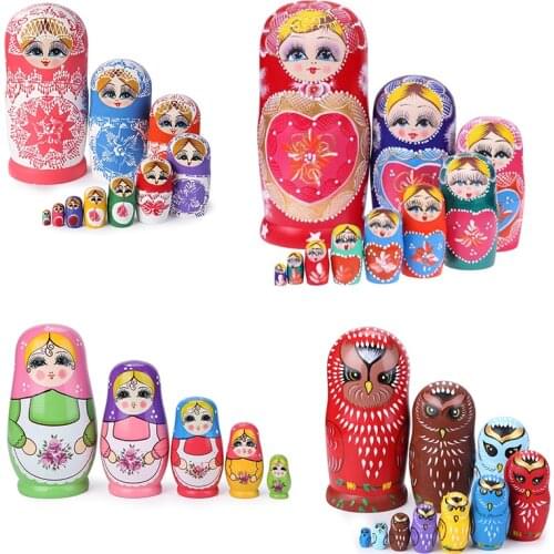 5/7/10pcs Set Children Toys Girls Russian Nesting Dolls Wooden Russian Matryoshka Doll Creative Crafts for Kids Birthday Gifts