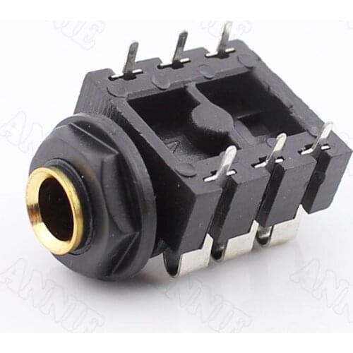 50pcs/lot 6.35 Copper Solder Socket 6.5 Microphone Straight Socket Dual Track Audio Jack/ Plastic Leech Socket