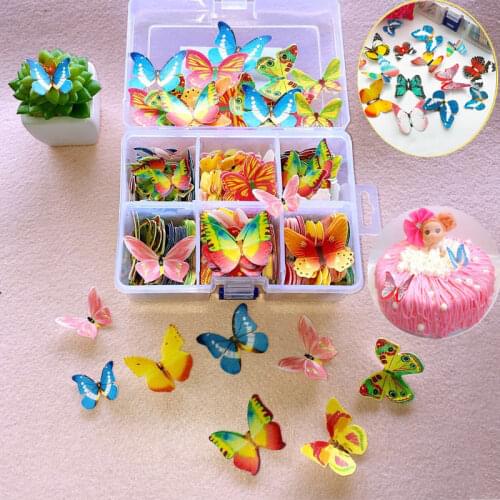 540pcs Small Mixed Butterfly Edible Glutinous Wafer Rice Paper Cake Cupcake Toppers Cake Decoration Birthday Wedding Cake Tool