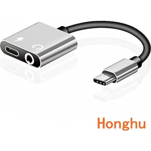 Type-C headphone adapter 2 in 1 headphone audio charging adapter turns to 3.5mm
