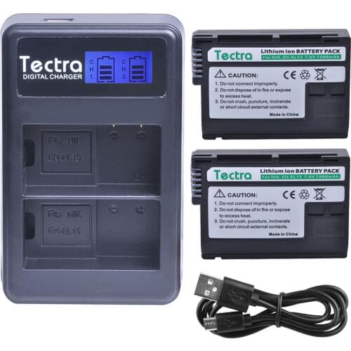 1900mAh 2PCS EN-EL15 ENEL15 Battery for Nikon D600 D610 D600E D800 D850 D810 D7000 D7100 V1 D750 Battery+LCD USB Dual Charger