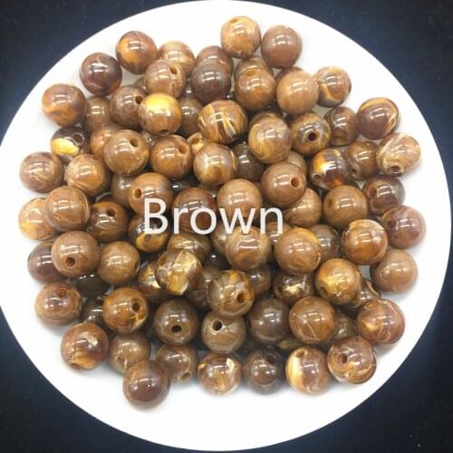 New 6 8 10mm Round Acrylic Beads Spacer Loose Beads For Jewelry Making DIY Bracelet Brown