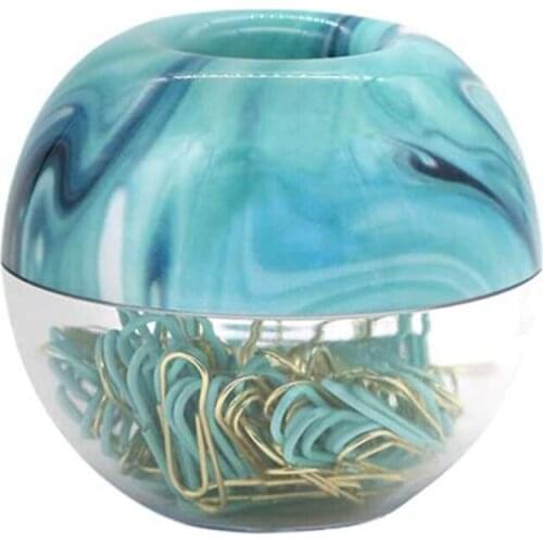 Rainbow Paper Clip Holder Dispensers with 100Pcs 28mm Colorful Paper Clips and Built-in Magnetic Ring