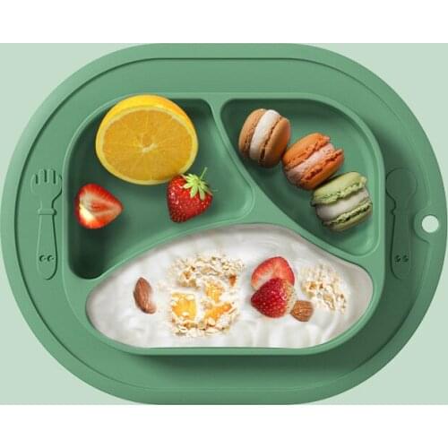 Baby Silicone Tableware Dishes Plate Solid Food Self Feeding for Kids Children Microwave Fall Resistant Deformable Creative Gift