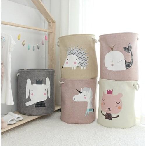 Childrens Toy Storage Bucket Fabric Storage Box Large Toy Clothes Storage Basket Household Dirty Clothes Basket Storage Box