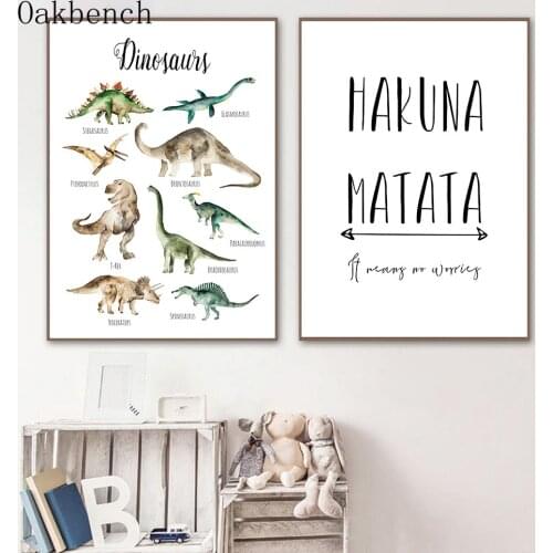 Dinosaur Evolution Art Pictures Nordic Wall Art Canvas Painting Hakuna Matata Posters And Prints Boy Kids Room Home Decoration