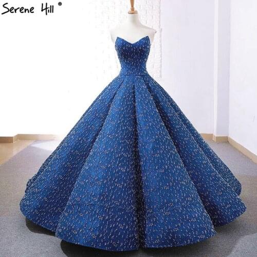 Lasted Navy Blue Luxury Full Beadings Wedding Dresses 2019 Off Shoulder Sexy High-end Bridal Wedding Gown Serene Hill C66675