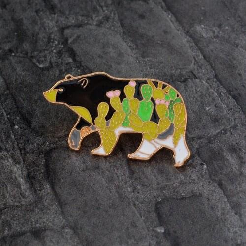 Cartoon Animal Enamel Pins Custom Flower Color Polar Bear Brooches Bags Clothes Jacket Jean Badges Jewelry Gift For Kids Friends
