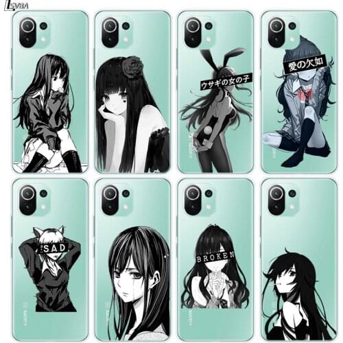 Sad Japanese Anime Girl Soft Silicone Cover For Xiaomi Mi Note 11 11i 10i 10T 10 9T 9 SE Lite Pro Ultra Phone Case