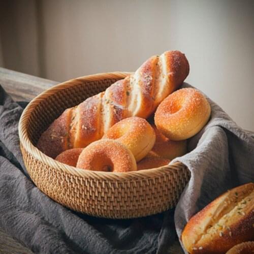 Japanese Rattan Storage Basket Fruit and Vegetable Storage Basket Desktop Sundries Snack Storage Bread Basket