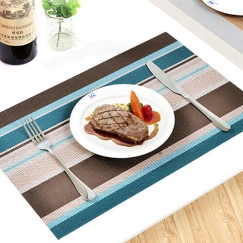 Hot Fashion 4 Pcs Washable Waterproof Slip-Resistant PVC Table Dinner Disc Bowl Place Mats Placemats Grid Patterns