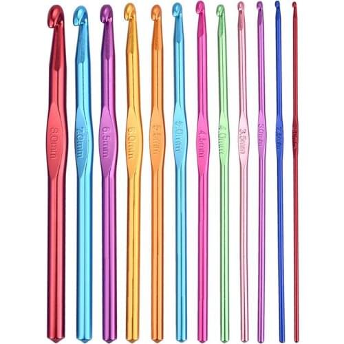 8Pcs Metal Handle Crochet Needles Stainless Steel Crochet Hooks Set Crochet for Knitting Needles Weave DIY Sewing Needles Tool