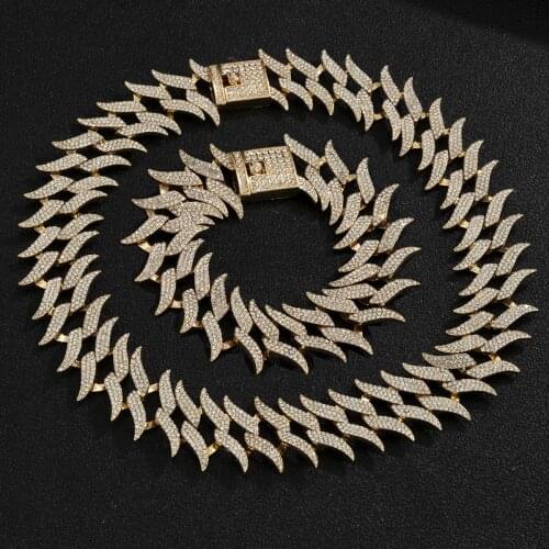 KunJoe Hip Hop 40cm 45cm 50cm Length Gold Color Miami Cuban Chain For Men Women Iced Out Rhinestone Paved Necklace Bling Jewelry