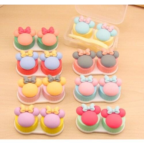 Lot New cute bow Rabbit contact lenses storage box / companion box / Cartoon eyeglasses box / lens care /pencil case