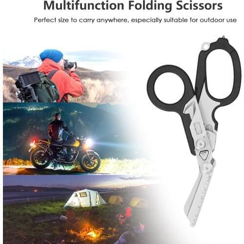 KKmoon Multi-tool Scissors Folding 6 in 1 Multifunction Scissors Emergency Response Shears Outdoor Survival Home Repair Carbide