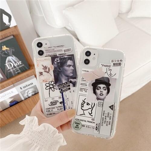 Fashion Western Illustration Style Phone Cases for iPhone 12 Creative Art Label Covers for iPhone 11/7/8/X/XR/XS/MA Shells