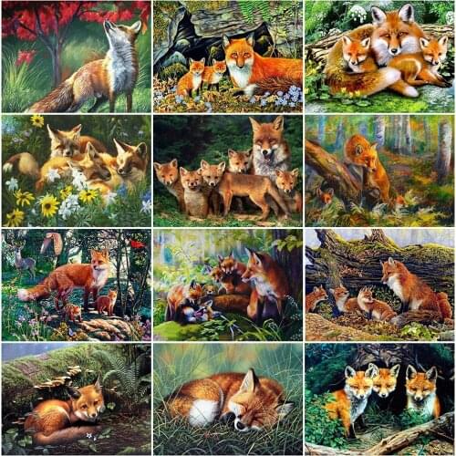 MomoArt Diamond Mosaic Fox Spring Full Drill Square Diamond Embroidery Animal New Arrival Art Painting Cross Stitch Wall Decor