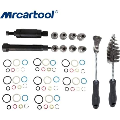 MR CARTOOL New Injector Sleeve Cup Removal Installation Tool For Ford Powerstroke 2003-2010 6.0L With Seat Cleaning Brush Kit