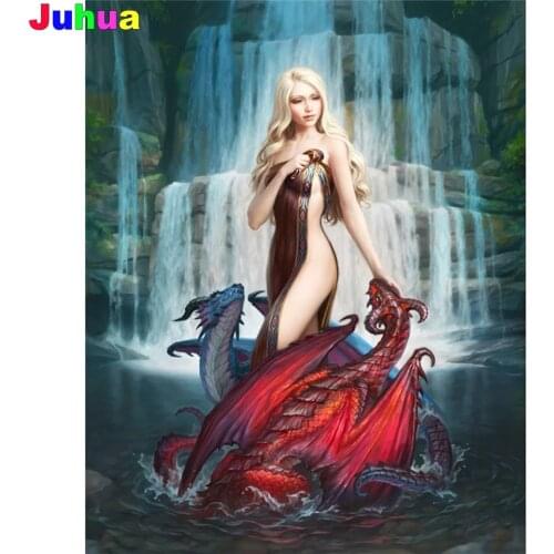 Cartoon Dragon 5D DIY Square/Round Diamond Painting waterfall girl full drill Diamond Embroidery gift mosiac stitch home decor