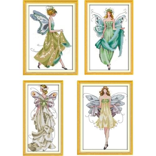 Handmade Needlework, DIY counting Printed Flower Fairy Cross stitch kits embroidery set Beautiful pattern design Wall Decoration