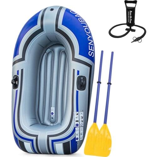 Inflatable Boat Portable Inflatable Boat Thicken PVC Inflatable Boat Foldable Inflatable Boat with Air Pump + Paddles 1/2 Person