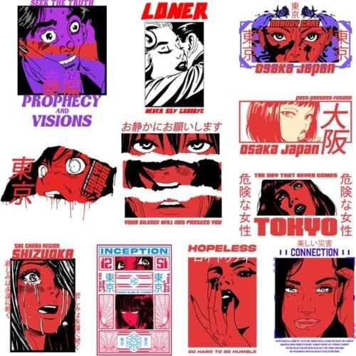 Popular Japanese anime patch Tokyo woman Iron-on transfers for clothing Diy T-shirt thermal transfer sticker Stripe for jacket