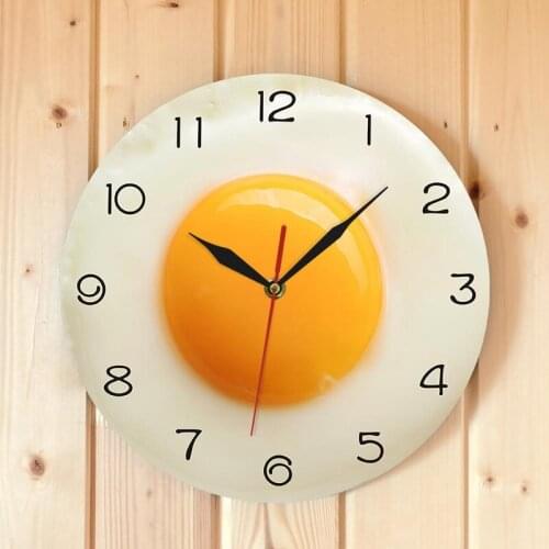 Fried Egg Poached Egg Wall Clock Egg Yolk Clock Digital Pointer Clock Canteen Restaurant Creative Acrylic Wall Clock