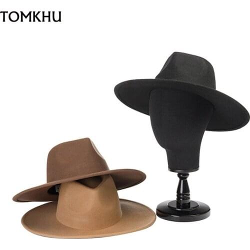 New Style European American Big Head Men Women Panama Jazz Casual Simple Wool Top Hat Fashion Top Hat Sombrero Mujer Chapeau