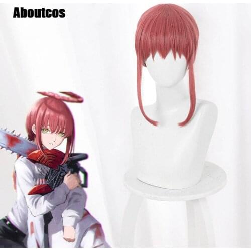 Chainsaw Man Cosplay Makima 70cm Long Braid Wig Christmas Rose Red Wig Cosplay Anime Cosplay Wigs Heat Resistant Synthetic Wigs