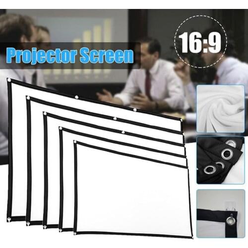 60/72/84/92/100/120/150 Inch Portable 16:9 Projector White Projection Screen TV Home Cinema No Crease Soft Projector Screen