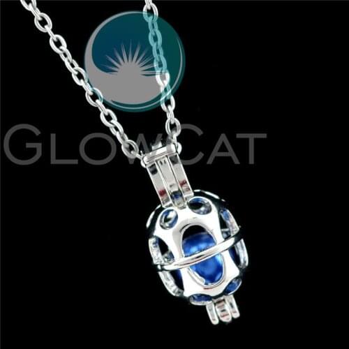 R-K957 Geometry Beads Cage Pendant Essential Oil Diffuser Aroma Pearl Cage Locket Necklace