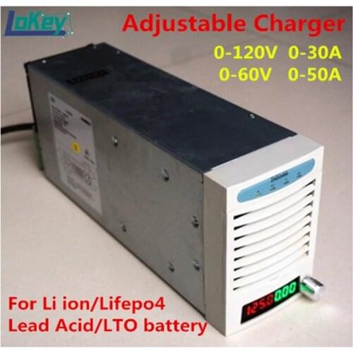 Adjustable Charger 0V to 125V 0A to 50A for Li-ion Lifepo4 LTO lead acid Battery 48V 60V 72V 84V 96V 108.8V 20A 30A 40A charger