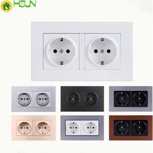 146 Type German style Socket 4 hole panel Wall Power Supply European regulations white Coffee Stainless steel Champagne