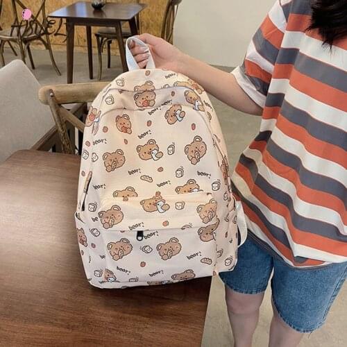 Japanese Style Funny Print College School Bag Casual New Women Backpack Book Packbags for Teenage Travel Shoulder Bag Rucksack