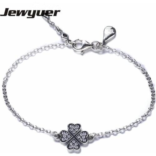 Fine Jewelry Winter bracelets 925 Sterling Silver Clover silver bracelet fit silver charms beads diy for Christmas gift YL044