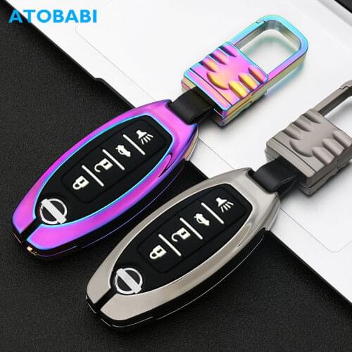 Alloy Silicone Car Key Cover For Nissan GT-R 370Z Altima Maxima Infiniti Q70 QX80 2 3 4 Button Smart Remote Control Protect Case
