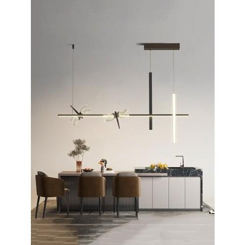 Modern Chandeliers For Home Kitchen Black Creative Dragonfly Indoor Lighting Long Table Dining Room Decorate Bar Pendant Lamp