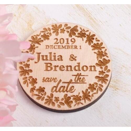 Floral Destination Wedding Invitations - Rustic Wedding Save the Date Magnets And Cards-Wooden Magnets