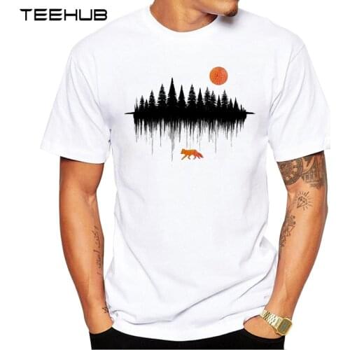 TEEHUB Mens New Fashion Dripping Forest Fox Design Short Sleeve T-Shirt Cool Tops Hipster Tee Shirts